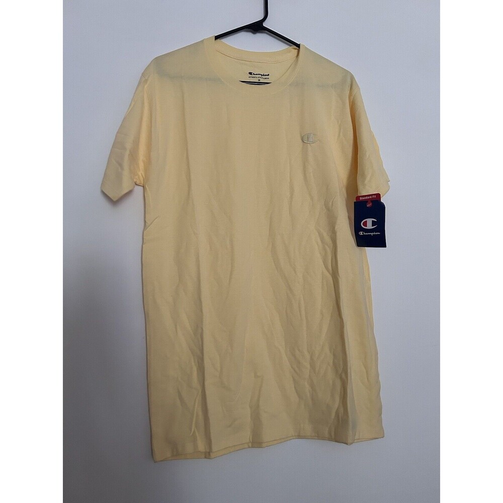 Champion Men's Classic Jersey Tee Logo Embroidery Color Sunbeam Glow Size MED